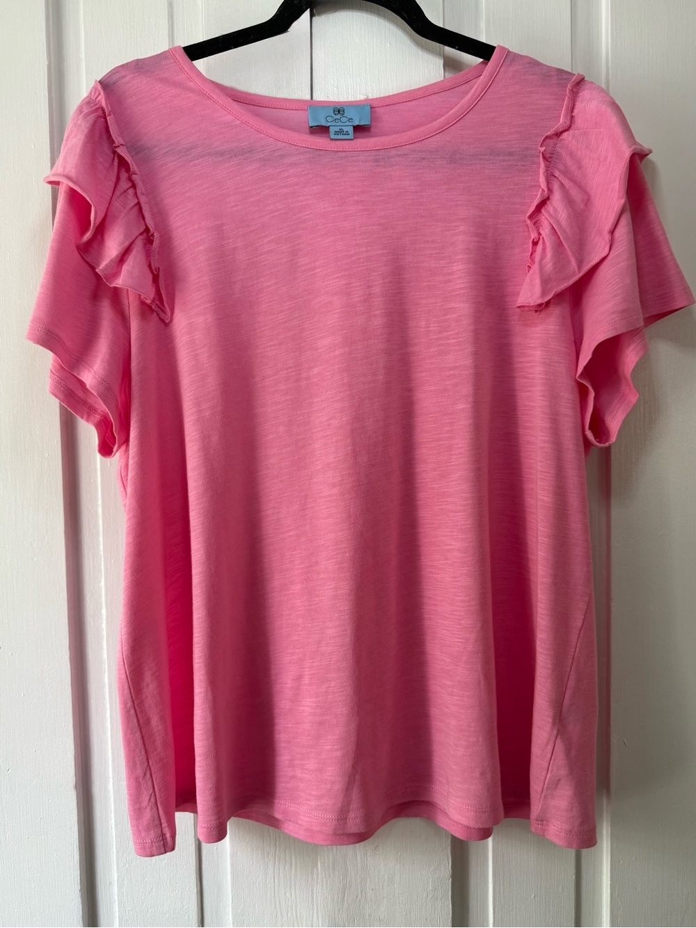 CeCe Pink Ruffle Sleeve Top - XL